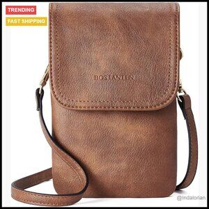 Vegan Leather Crossbody Bag Small Phone Purse Adjustable Strap Minimal Chic